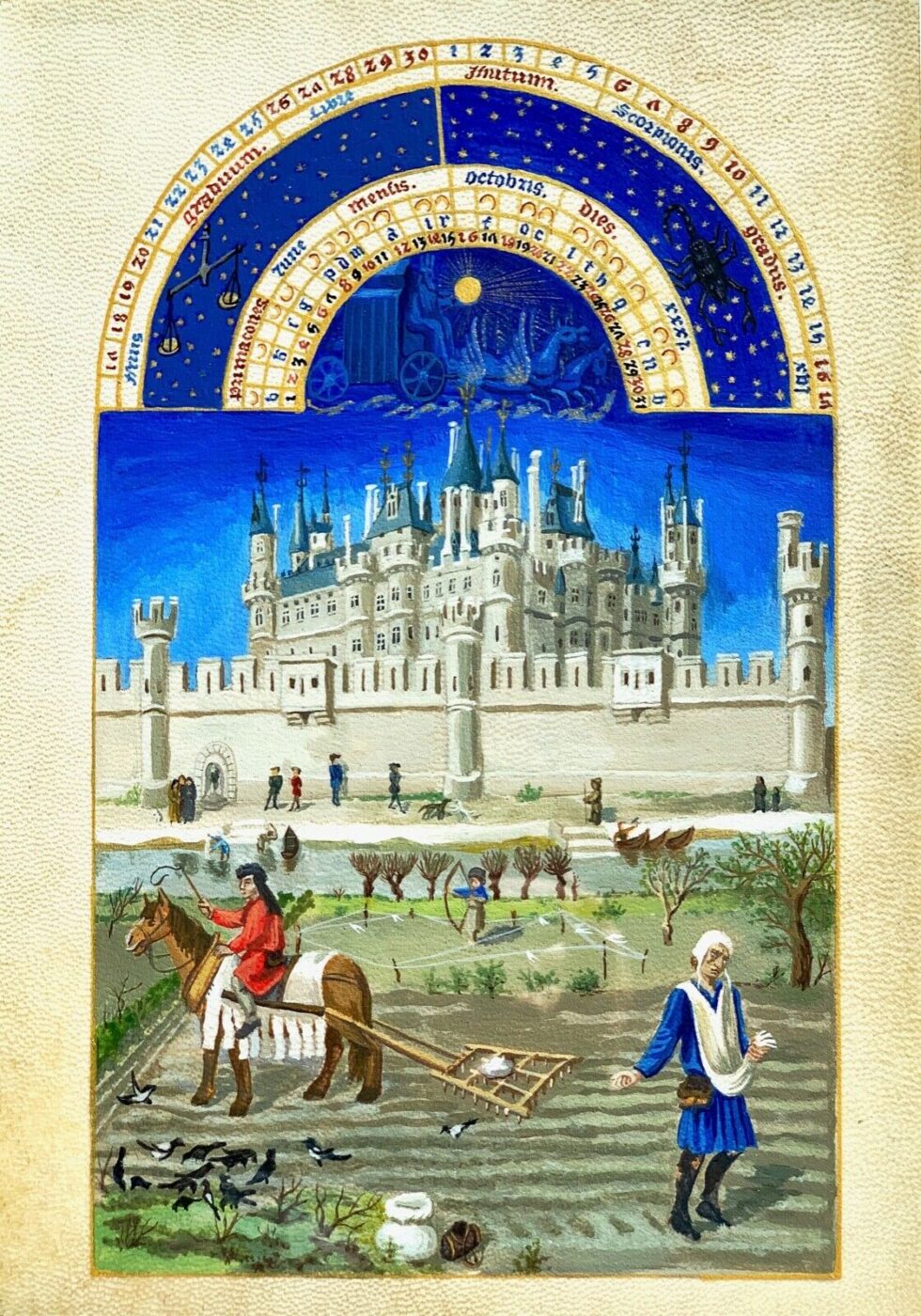 Museum-grade-goatskin-illuminated-manuscript-leaf-hand-painted-Limbourg-Brothers-275026197320