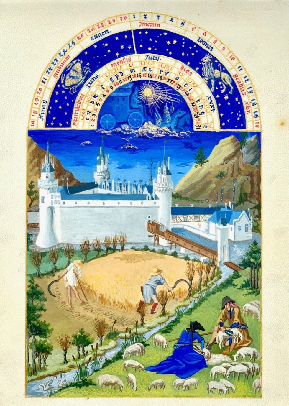 Museum-grade-goatskin-illuminated-manuscript-leaf-hand-painted-Limbourg-Brothers-274979808421