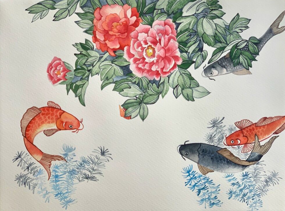 ORIGINAL-watercolor-painting-artwork-from-artist-signed-koi-fish-11-x-15-274793014891-2