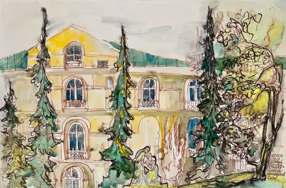 ORIGINAL-watercolor-painting-artwork-modernism-University-of-Lublin-Poland-274844835931