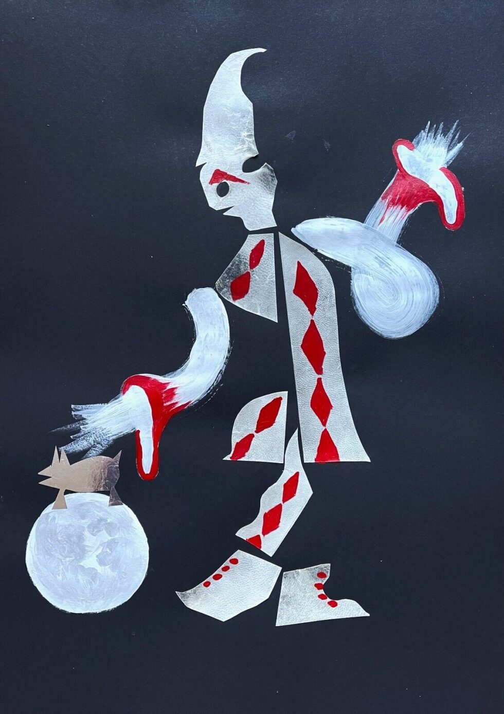 Original-abstract-collage-painting-Harlequin-walking-the-dog-on-the-moon-275775035321