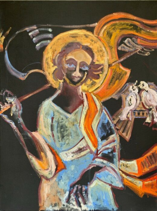 original-oil-painting-on-canvas-expressionism-modern-archangel-Michael-274952937551-3