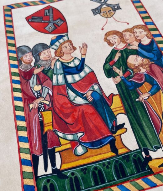 Hand-painted-old-look-miniature-illuminated-manuscript-Codex-Manesse-leaf-275445493872-2