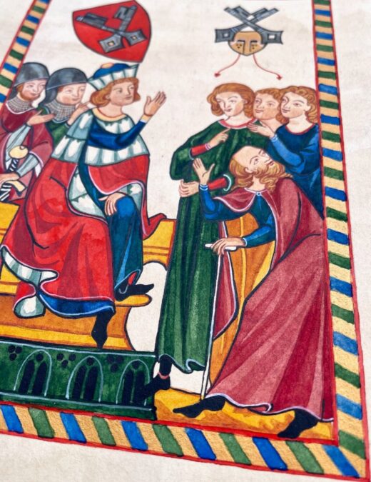 Hand-painted-old-look-miniature-illuminated-manuscript-Codex-Manesse-leaf-275445493872-3