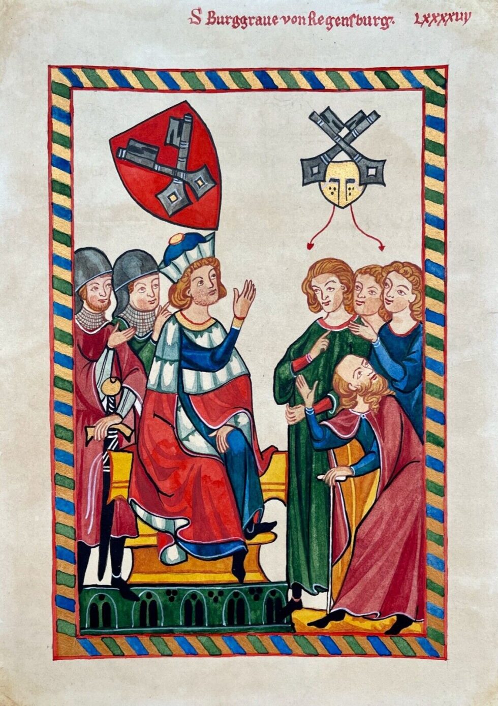 Hand-painted-old-look-miniature-illuminated-manuscript-Codex-Manesse-leaf-275445493872