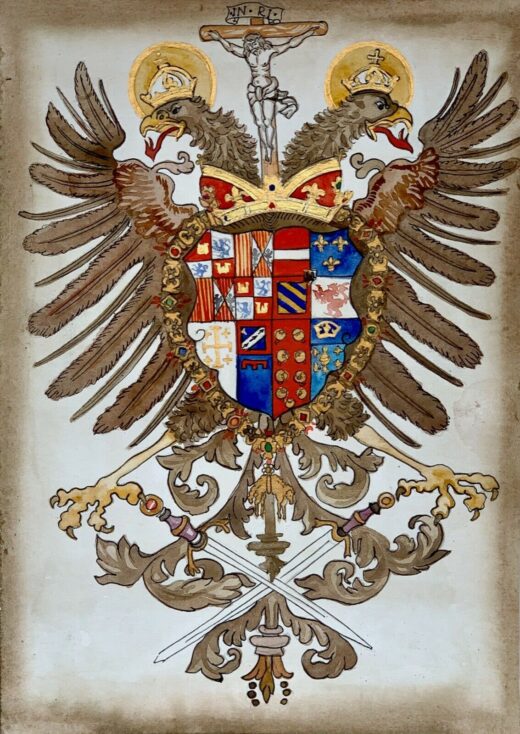 Hand-painted-old-look-miniature-leaf-Coats-of-arms-of-Europe-and-Golden-Fleece-274772858622-2