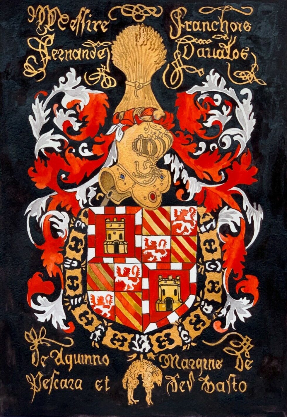 Hand-painted-old-look-miniature-leaf-Coats-of-arms-of-Europe-and-Golden-Fleece-274772863872