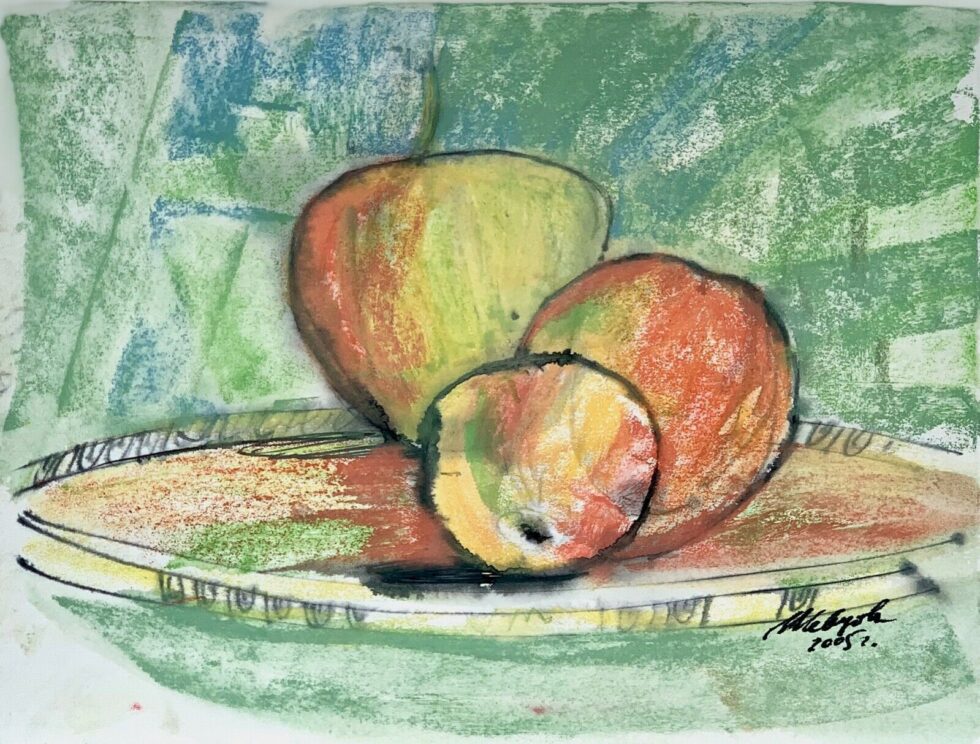 ORIGINAL-pastels-painting-on-paper-SIGNED-by-artist-still-life-apples-274847940312