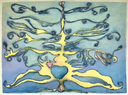ORIGINAL-watercolor-painting-artwork-signed-abstract-art-blue-heart-274847909992-2