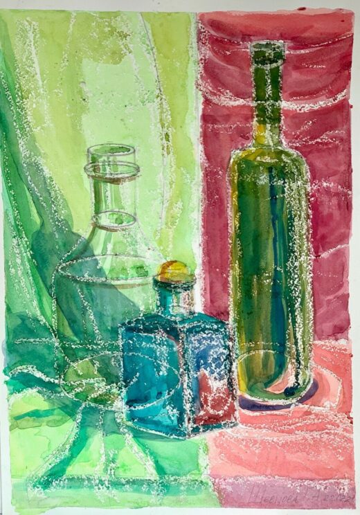 ORIGINAL-watercolor-painting-artwork-signed-mixed-media-still-life-274737112882-2