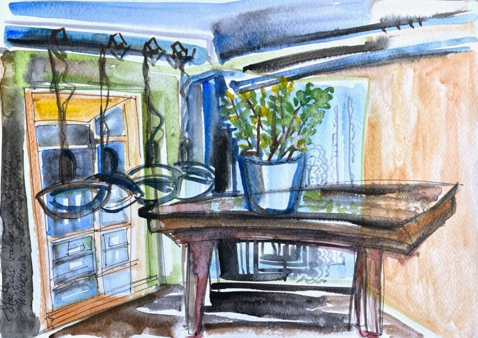 ORIGINAL-watercolor-painting-with-ink-impressionism-modernism-Warsaw-caffe-275344745732