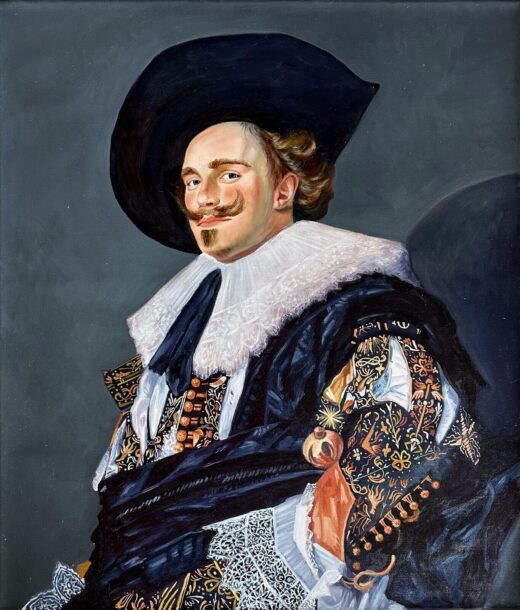 Original oil painting on canvas Portrait of Laughing Cavalier