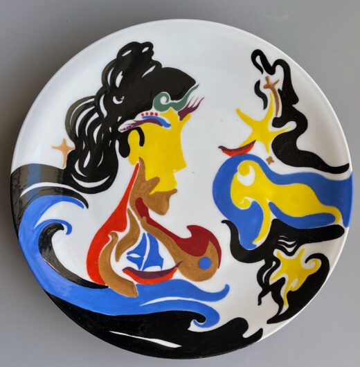 Hand-painted-porcelain-plate-original-modern-style-illustration-23-cm-wall-decor-275264289483-2