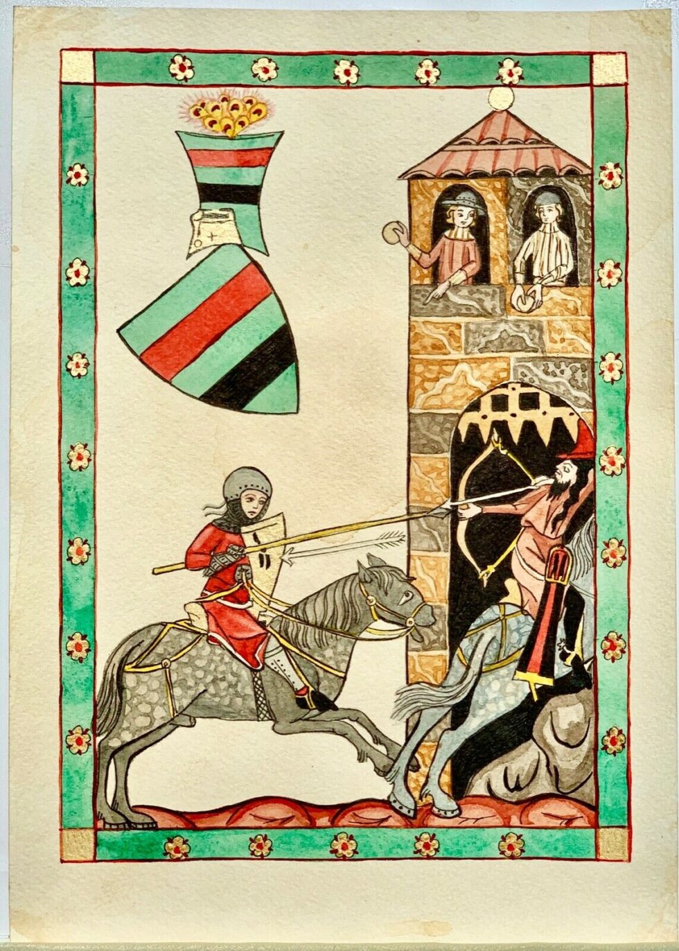 High-quality-old-look-miniature-leaf-painting-illuminated-manuscript-Manesse-274353644163