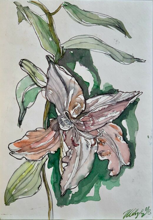 ORIGINAL-Watercolor-painting-on-paper-artwork-SIGNED-flowers-art-lilies-274555948623-2