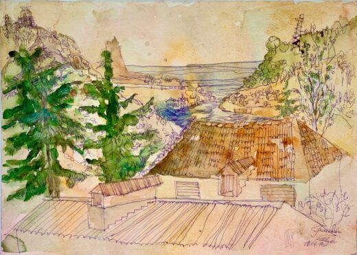 ORIGINAL-Watercolor-painting-on-paper-artwork-SIGNED-travel-art-Crimea-Ukraine-274538211273-2