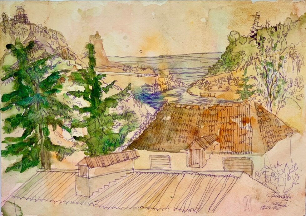 ORIGINAL-Watercolor-painting-on-paper-artwork-SIGNED-travel-art-Crimea-Ukraine-274538211273
