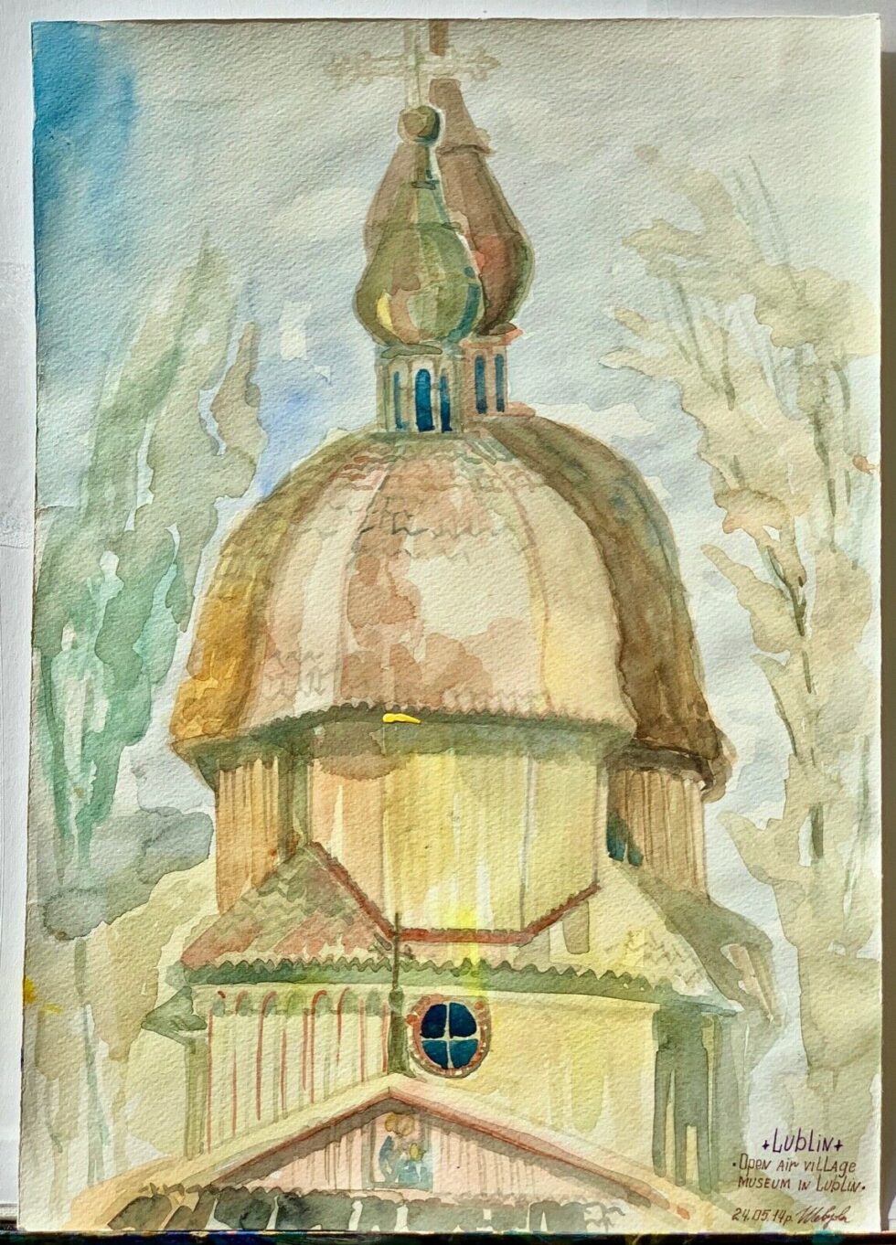 ORIGINAL-Watercolor-painting-paper-artwork-from-artist-Poland-travel-art-SIDNED-274327633793