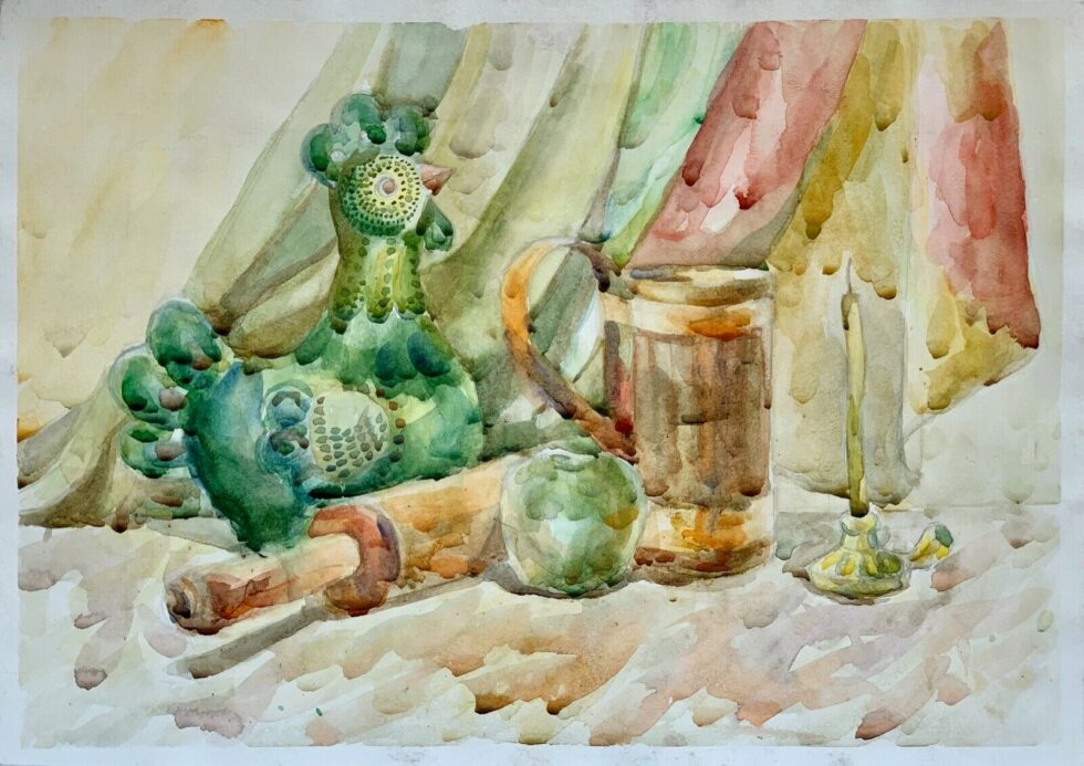 ORIGINAL-watercolor-painting-artwork-signed-impressionism-still-life-modernism-274918833543