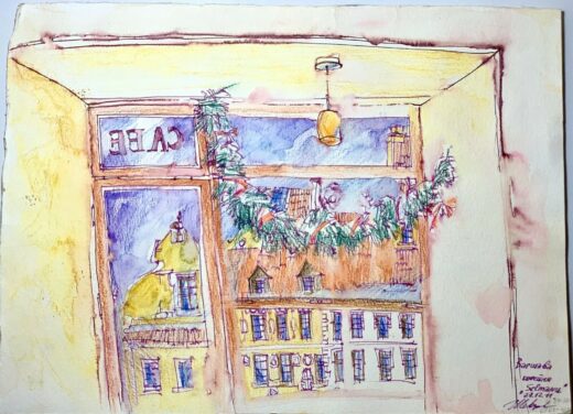 ORIGINAL-watercolor-painting-on-paper-artwork-signed-Warsaw-caffe-274528706013-2