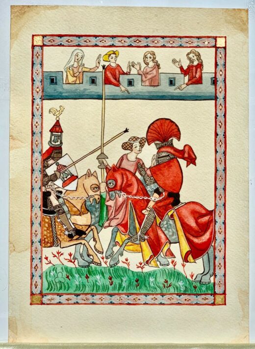 High-quality-hand-painted-miniature-painting-illuminated-manuscript-leaf-Manesse-274348377614-3