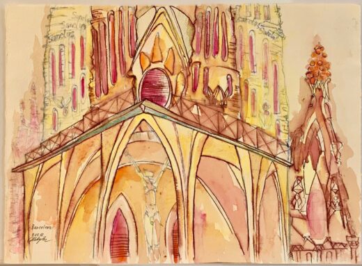 ORIGINAL-Watercolor-painting-on-paper-artwork-from-artist-signed-Sagrada-Famila-274397507864-2