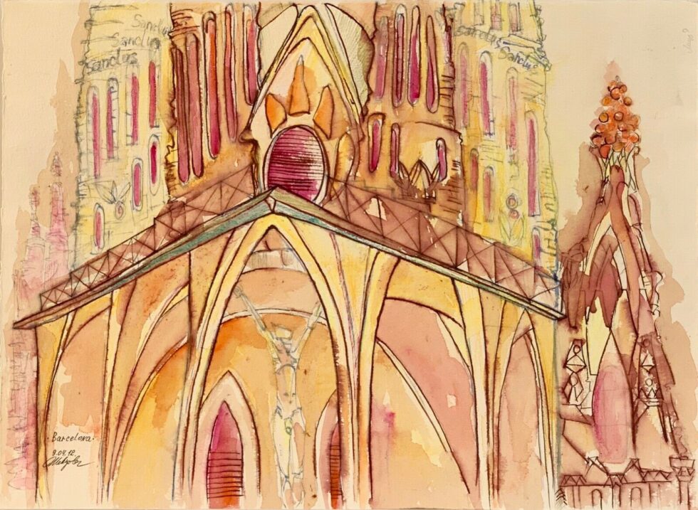 ORIGINAL-Watercolor-painting-on-paper-artwork-from-artist-signed-Sagrada-Famila-274397507864