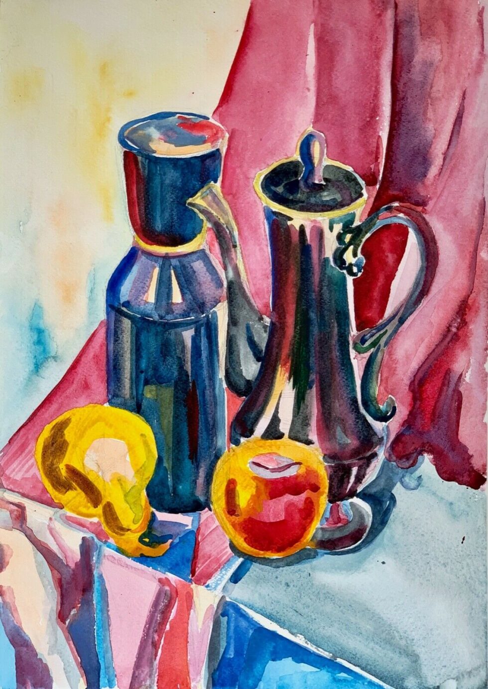 ORIGINAL-watercolor-painting-artwork-signed-impressionism-still-life-modernism-274918816864