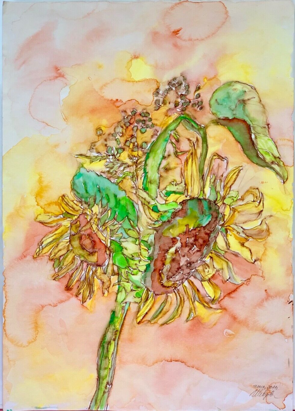 ORIGINAL-watercolor-painting-on-paper-artwork-from-artist-signed-flowers-art-274375463904