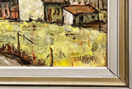 Vintage-oil-on-board-painting-Gilbert-Remy-landscape-with-mining-village-Belgium-275380929794-6