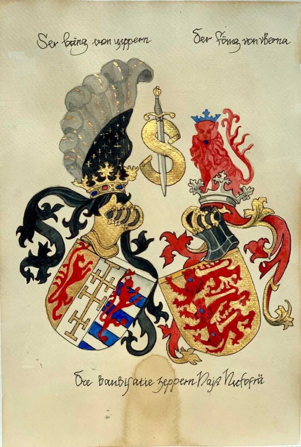 Hand-painted-old-look-miniature-leaf-coats-of-arms-German-knights-274698469725