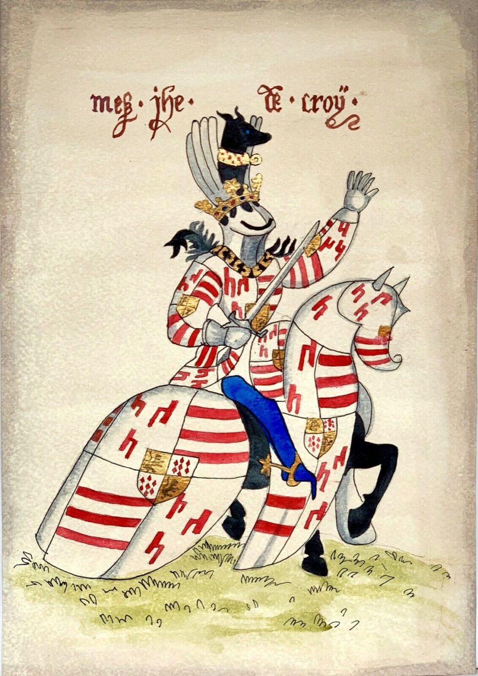 Hand-painted-old-look-miniature-leaf-coats-of-arms-German-knights-274703875455
