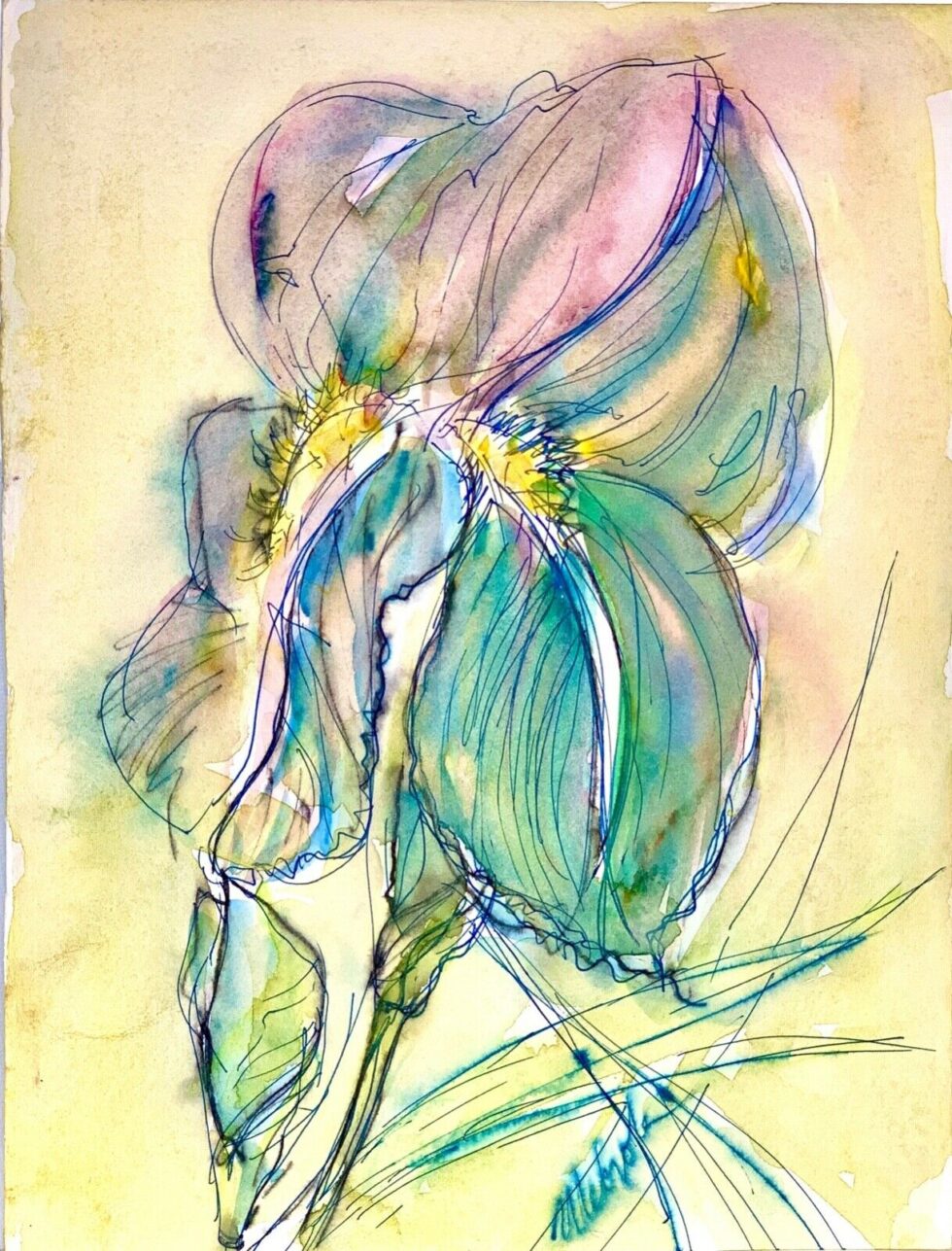 ORIGINAL-Watercolor-painting-on-paper-SIGNED-by-artist-flowers-contemporary-art-274710035255