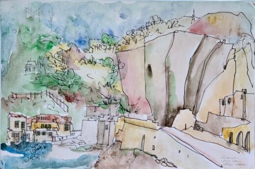 ORIGINAL-Watercolor-painting-on-paper-artwork-SIGNED-travel-art-Crimea-Ukraine-274538231965-2