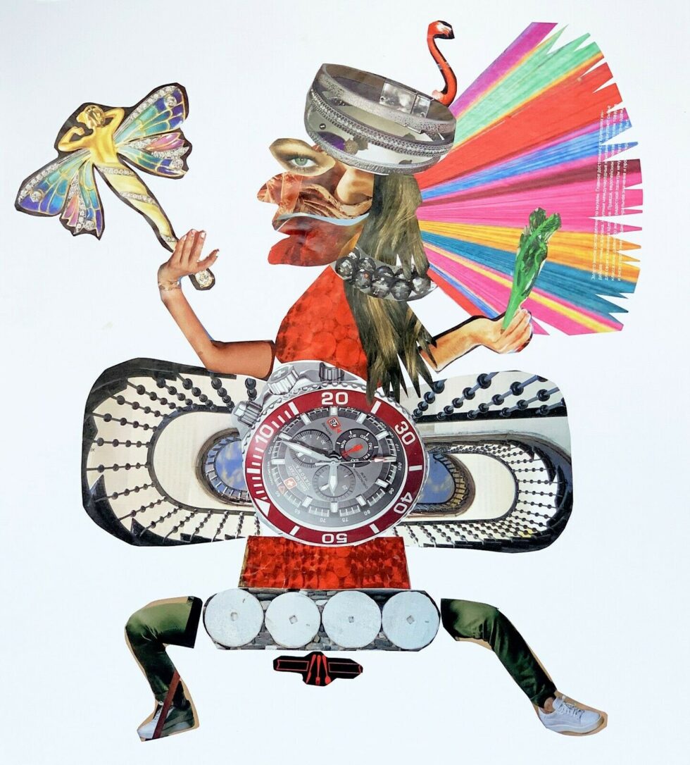 Original-collage-mixed-media-artwork-Aztec-God-of-Creation-pre-Columbian-16-x-23-274079007985