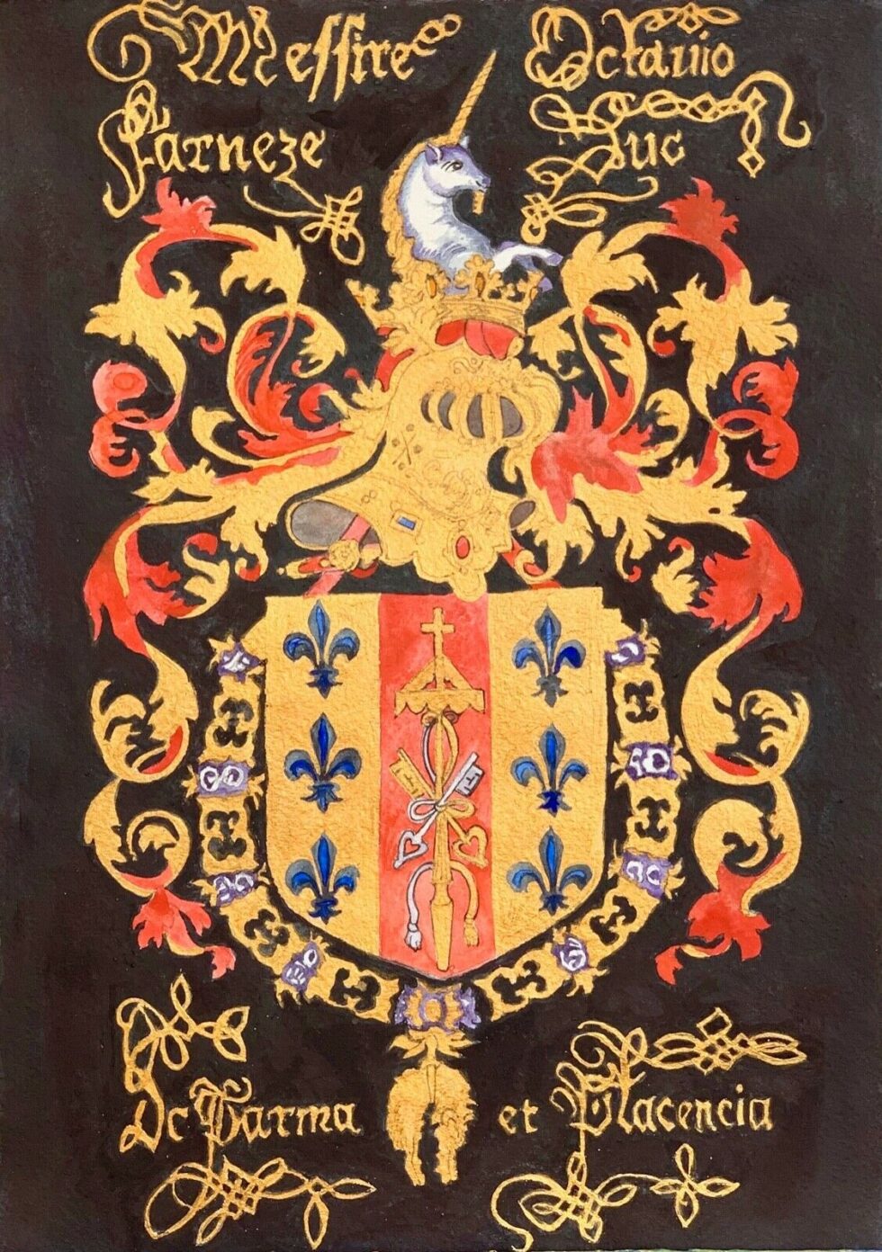 Hand-painted-old-look-miniature-leaf-Coats-of-arms-of-Europe-and-Golden-Fleece-274754802346