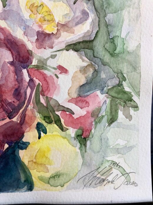 ORIGINAL-Watercolor-Painting-on-paper-artwork-from-artist-peonies-signed-273882123756-2