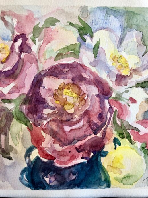 ORIGINAL-Watercolor-Painting-on-paper-artwork-from-artist-peonies-signed-273882123756-3