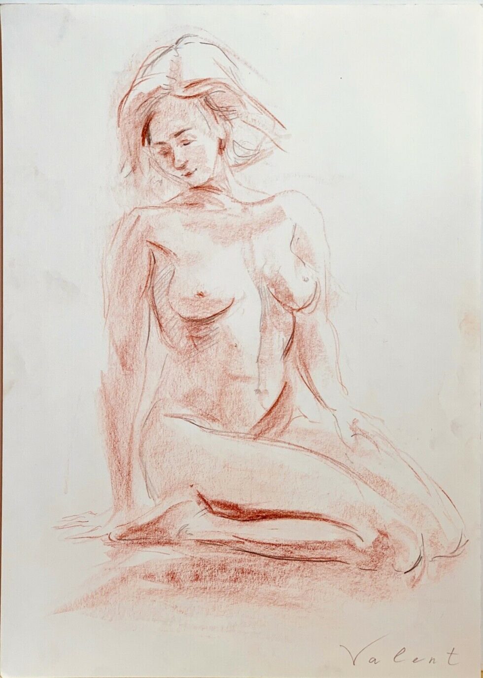 ORIGINAL-drawing-art-woman-model-sketch-pencil-from-artist-signed-academic-style-274405387916