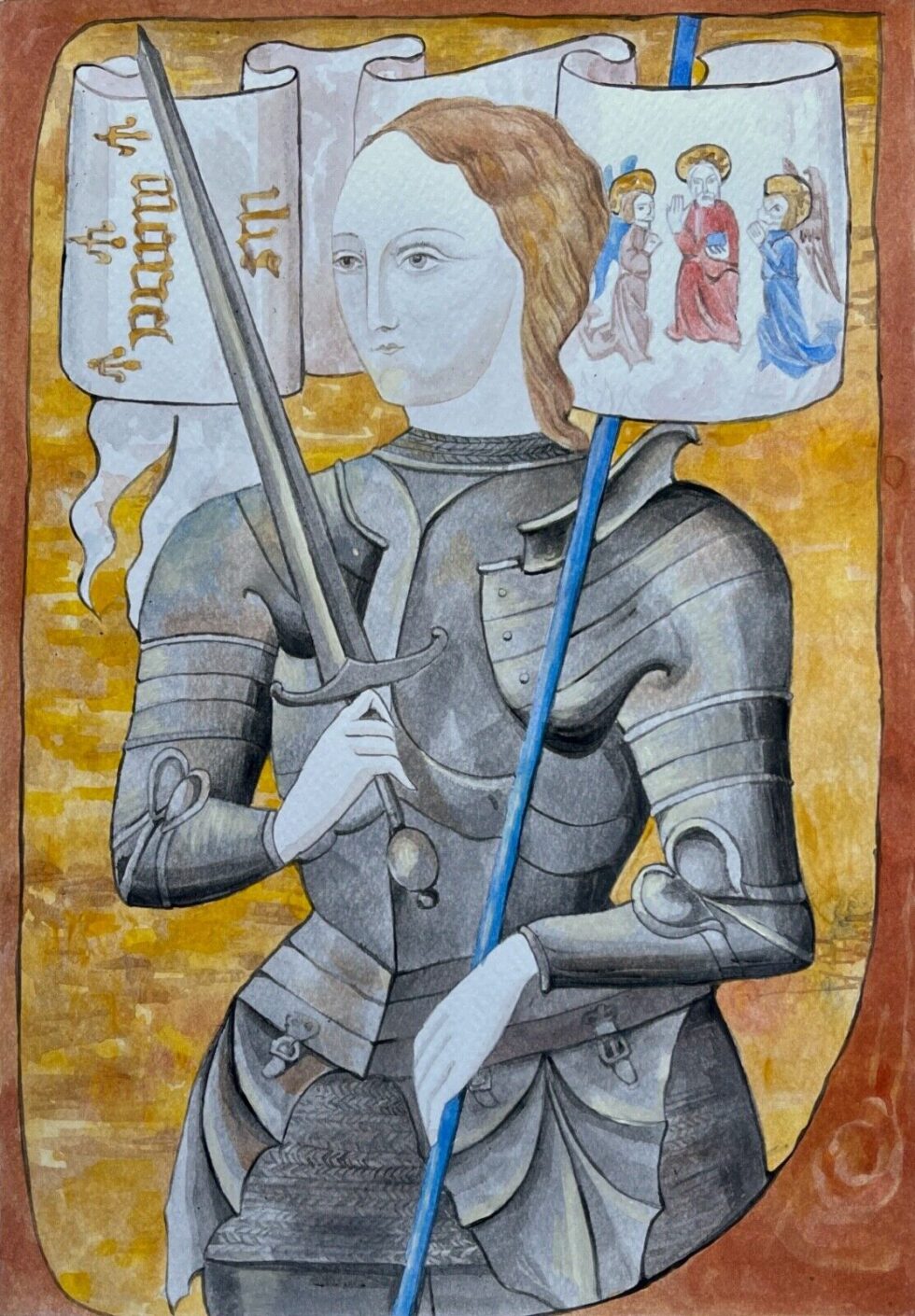 ORIGINAL-watercolor-painting-Joan-of-Arc-275849825376