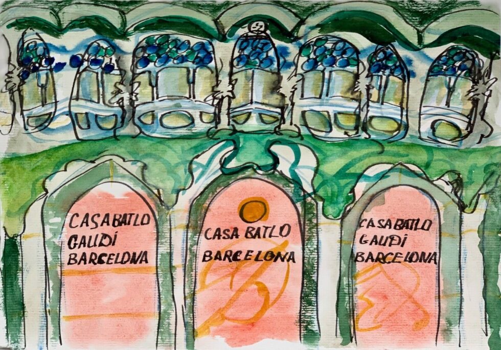 ORIGINAL-watercolor-painting-artwork-modernism-impressionism-Barcelona-Spain-275344745706