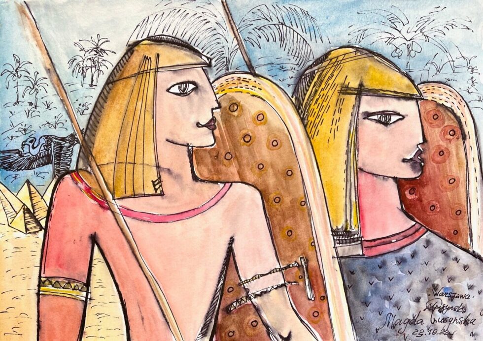 ORIGINAL-watercolor-painting-illustration-art-Pharaoh-275717605646