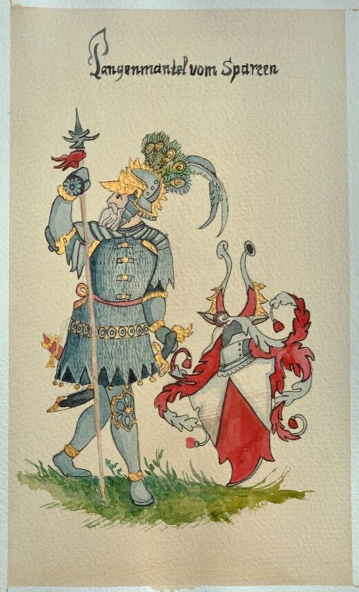 Original-watercolor-miniature-paining-leaf-European-Knights-274764125526-2