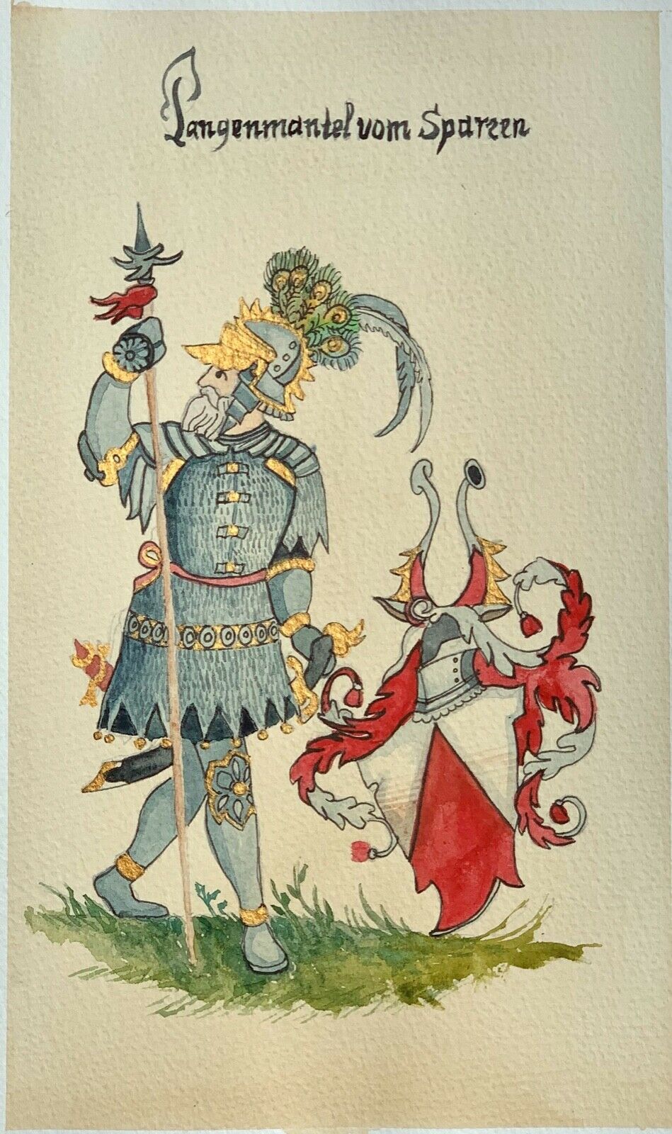 Original-watercolor-miniature-paining-leaf-European-Knights-274764125526