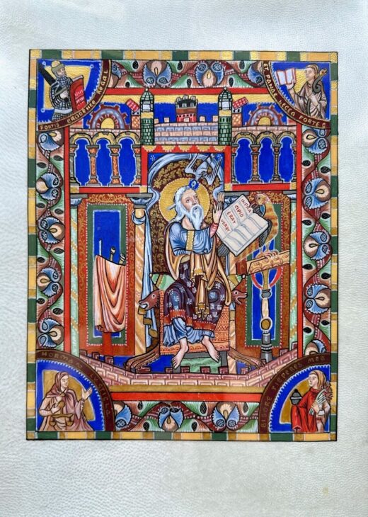 Hand painted old look illuminated manuscript The Gospels of Henry the Lion
