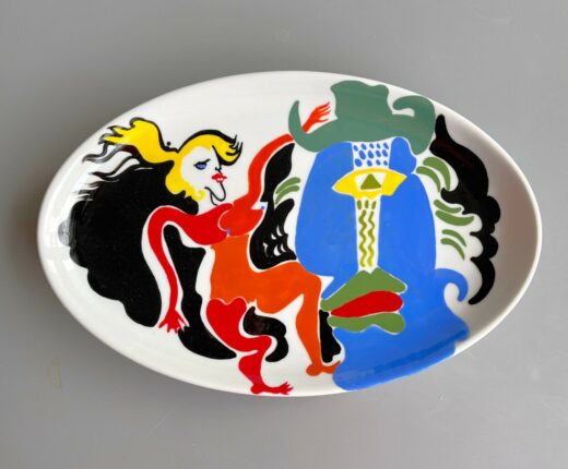 Hand-painted-porcelain-plate-original-modern-style-illustration-23-cm-wall-decor-275264269237-4
