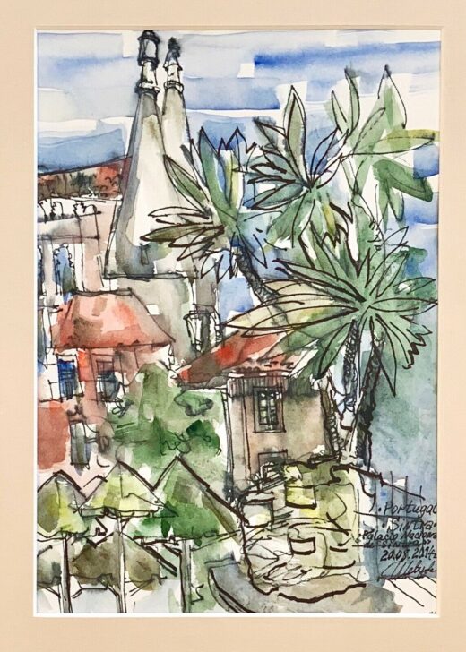 ORIGINAL-watercolor-painting-diptych-artwork-signed-by-artist-travel-art-Sintra-274745036577-2