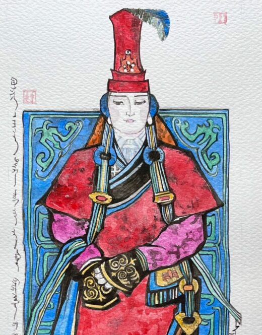 ORIGINAL-watercolor-painting-portrait-of-Borte-the-first-wife-of-Genghis-Khan-275919266117-2