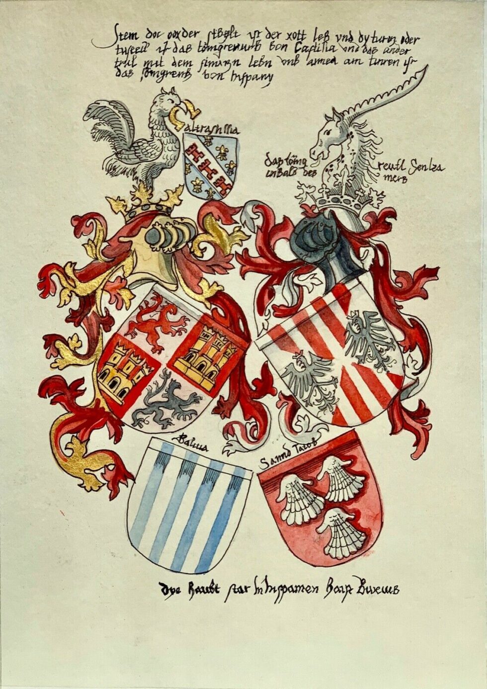 Hand-painted-old-look-miniature-leaf-armorial-illuminated-manuscript-274691141198