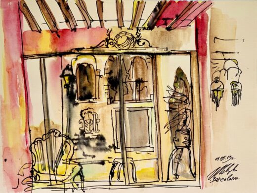 ORIGINAL-Watercolor-painting-on-paper-artwork-SIGNED-travel-art-Barcelona-274538337288-2